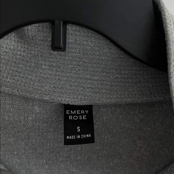 Emery Rose quarter zip cropped waffle sweater small grey cozy pullover - Picture 3 of 7